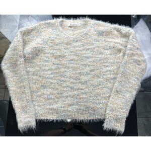 The Impeccable‎ Pig Fuzzy Knit Sweater Multi Color Textured Pullover L |K1